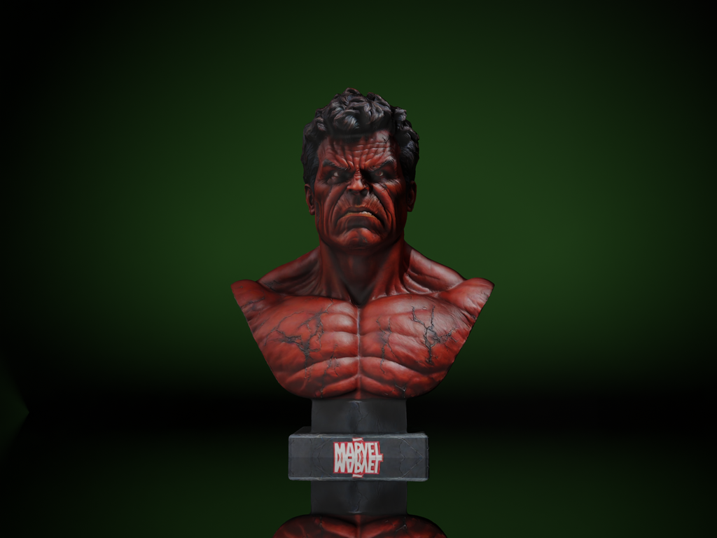 Red Hulk Bust - 3D Printed Collectible